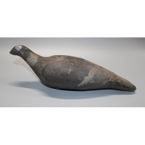 339 - C1920s hand carved wood pigeon decoy (Beak missing) 33cm long