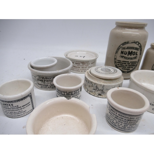 267 - Collection of ceramic cream and ointment jars and lids, including Maison Dorin, Numol, Holloway's go... 