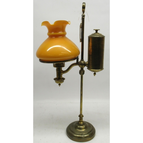 418 - William H. Honey, Regent Street, London, late 19th century brass adjustable reading lamp, separate c... 