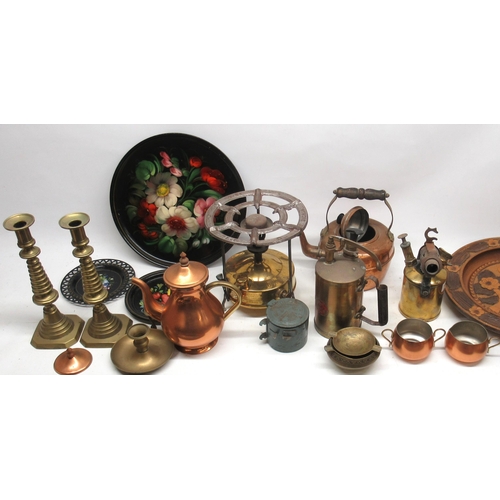 395 - B. A. Hjorth & Co, Sweden, brass Primus blow lamp; Svea 5 brass stove and other metalware