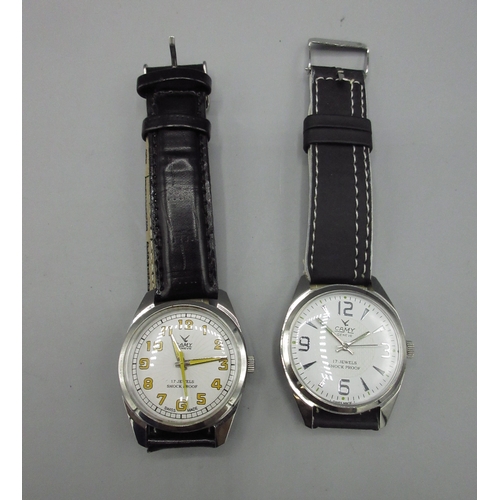 523 - Two Camy stainless steel field wristwatches, signed dials, centre seconds, signed snap on stainless ... 