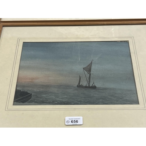 663 - Peter Hilliard (British Contemporary); 'Morning' Dutch fishing boat off the coast, watercolour, sign... 