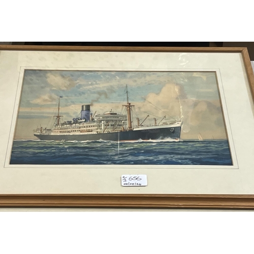 663 - Peter Hilliard (British Contemporary); 'Morning' Dutch fishing boat off the coast, watercolour, sign... 