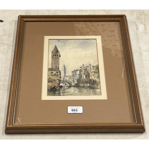 664 - European School (20th century): 'Venice' watercolour heightened with white, titled and dated 77, 22c... 