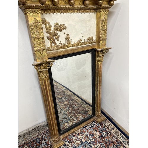 1059 - Vanessa Feltz collection - Regency giltwood and gesso framed wall mirror, applied ball cornice with ... 