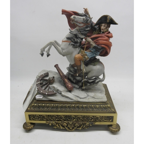 407 - Capodimonte figure of Napoleon, on gilt metal plinth, H36cm A/F