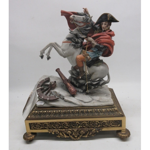 407 - Capodimonte figure of Napoleon, on gilt metal plinth, H36cm A/F