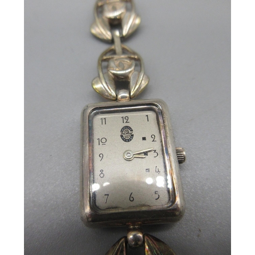 537 - Wallis Hunter Jewellery Mackintosh from Scotland Art Nouveau design silver quartz wristwatch, signed... 