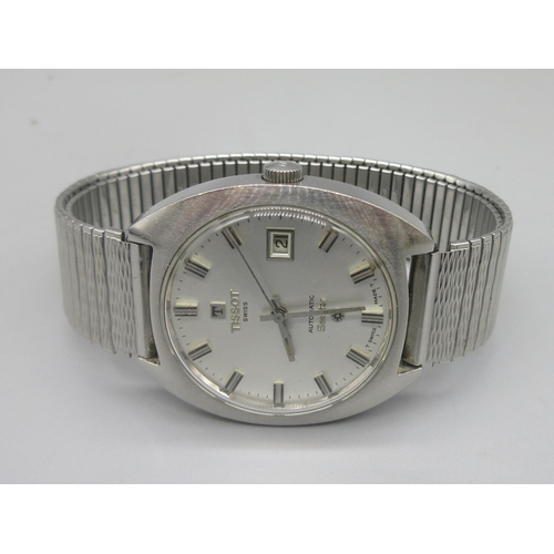 566 - Tissot Seastar stainless steel automatic wristwatch with date, signed silvered sunburst dial, applie... 