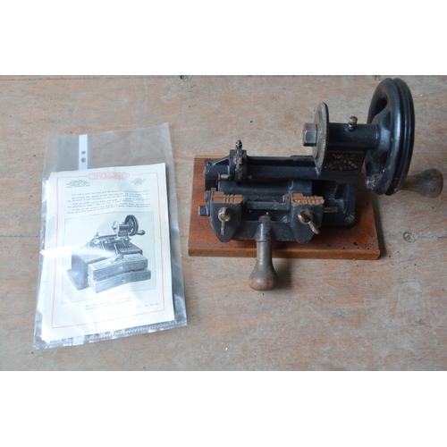 380 - Vintage Yale cylinder key cutting machine with parts list