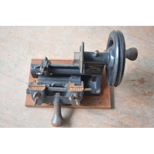 380 - Vintage Yale cylinder key cutting machine with parts list