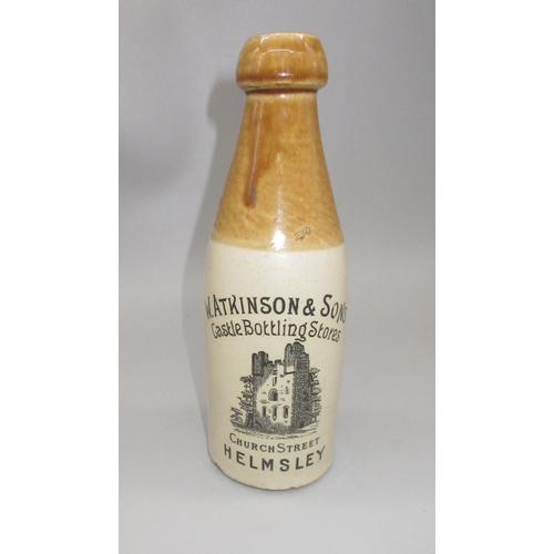 200 - W.Atkinson & Sons, Castle Bottling Stores, Church Street Helmsley, pictorial stoneware bottle depict... 