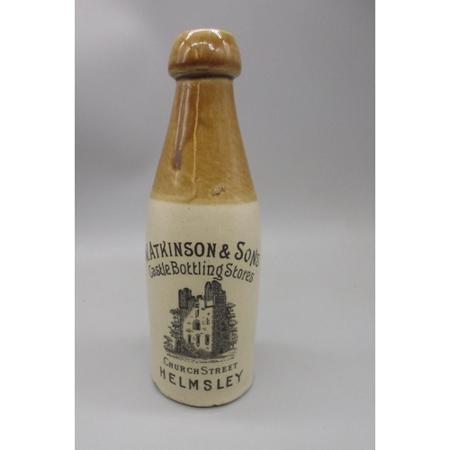 200 - W.Atkinson & Sons, Castle Bottling Stores, Church Street Helmsley, pictorial stoneware bottle depict... 