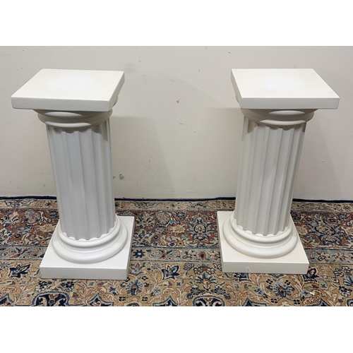 1139 - Pair of white glazed Doric column lamp tables, H61cm (2)