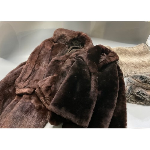 1190 - Two brown fur stoles with mink tails, one labelled Walter Kerner, three fur scarves, another mink st... 