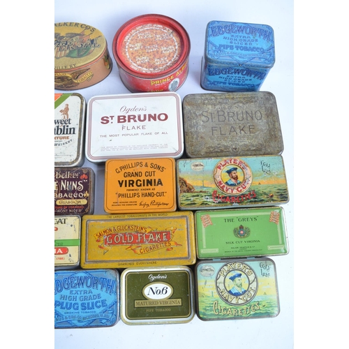 338B - Collection of vintage metal tobacco tins including larger examples to include Salmon & Gluckstein's ... 