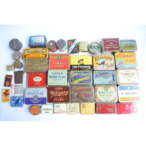 338C - Collection of vintage metal tobacco tins to include Sarony Cigarettes, Bulwark Cut Plug, Bond Of Uni... 