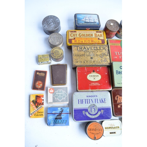 338C - Collection of vintage metal tobacco tins to include Sarony Cigarettes, Bulwark Cut Plug, Bond Of Uni... 