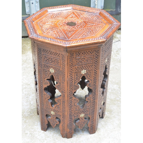 390B - Victorian inlaid walnut drop dial wall clock, with key and weight, a Persian style table and floor s... 