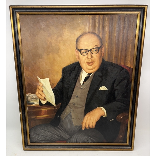 1055 - Vanessa Feltz collection - English School (20th century); Portrait of a Gentleman, seated by a desk,... 