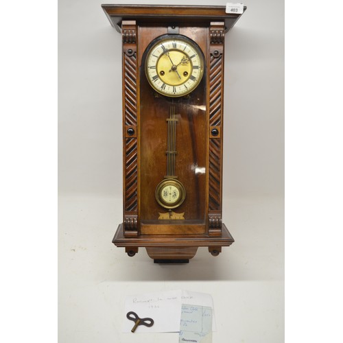 403 - H.A.C. early 20th century walnut Vienna wall clock, 5 3/4