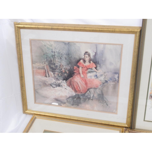 783 - M. Marton (contemporary) 'Vecchio Castile' framed watercolour, 53.4cm x 72.7cm, 2 Gordon King prints... 