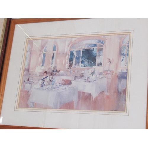 783 - M. Marton (contemporary) 'Vecchio Castile' framed watercolour, 53.4cm x 72.7cm, 2 Gordon King prints... 