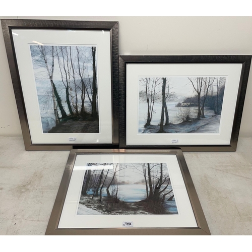 787 - C. A. Walker (British Contemporary); Three wooded river landscapes, watercolour, signed, one dated 9... 