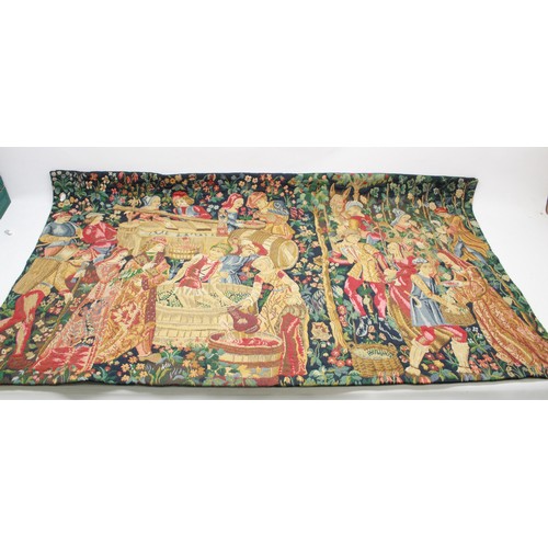 705A - Medieval style wall tapestry, pair of urns decorated with pastoral scenes, and two large vases, max.... 