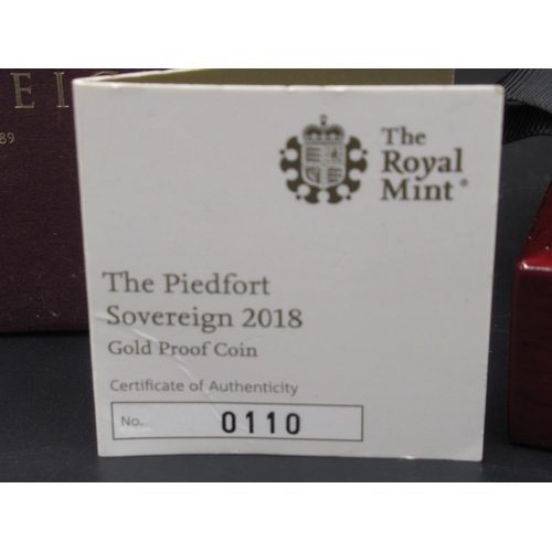 1056 - The Royal Mint - The Piedfort Sovereign 2018 Gold Proof Coin, No.0110/2675, with COA in original box... 