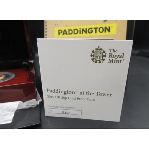 1061 - The Royal Mint - Paddington at the Tower 2019 UK 50p Gold Proof Coin, No.232/600, with COA in origin... 