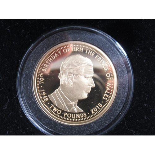 1059 - The Jubilee Mint - The Prince Charles 70th Birthday Solid 22ct Gold Proof Alderney £2 Coin, limited ... 