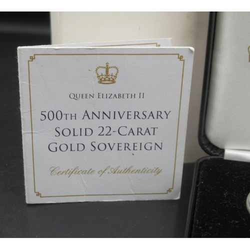 1058 - Jubilee Mint -  Queen Elizabeth II 500th Anniversary Solid 22ct Gold Sovereign, ltd.ed. Presentation... 