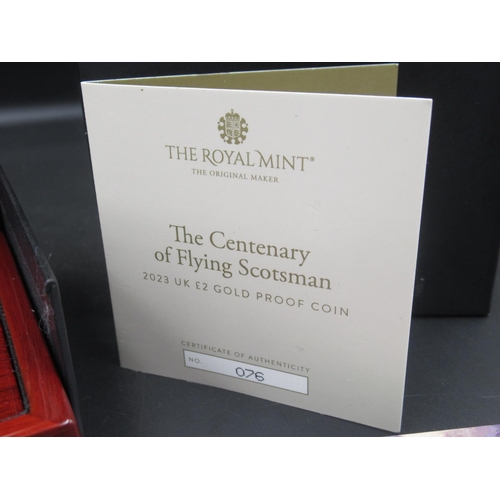 1063 - The Royal Mint - The Centenary of Flying Scotsman 2023 UK 22ct £2 Gold Proof Coin, No.076/300, with ... 