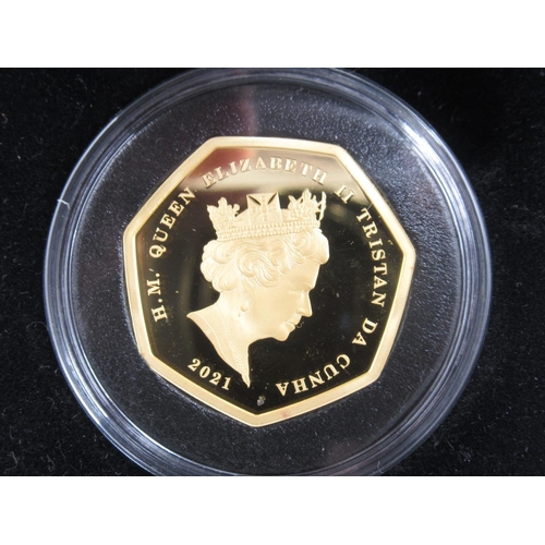 1073 - The Jubilee Mint -The 50th Anniversary of Decimalisation Pure 24ct Gold Proof 50 Pence Tristan Da Cu... 