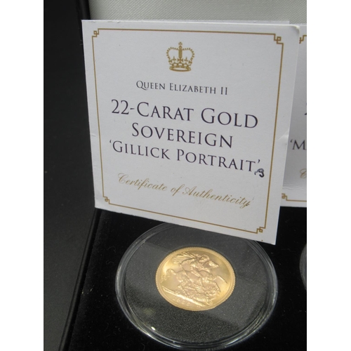 1053 - Jubilee Mint - Three Queen Elizabeth II 22 Carat Gold Sovereigns,  The 1966 'Gillick Portrait', The ... 