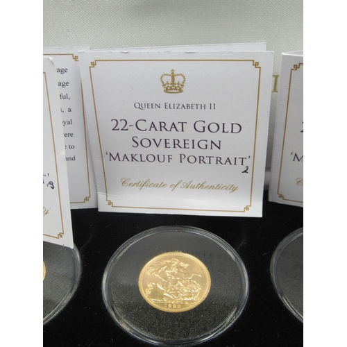 1053 - Jubilee Mint - Three Queen Elizabeth II 22 Carat Gold Sovereigns,  The 1966 'Gillick Portrait', The ... 