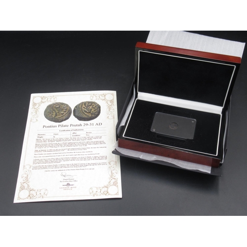 1083 - The London Mint Office - Pontius Pilate Prutah 29-31 AD, encapsulated in case, with COA from the Lon... 