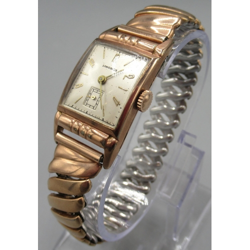 1031 - Longines rose gold filled wristwatch, signed convex silvered dial, Arabic and stick indices, subsidi... 