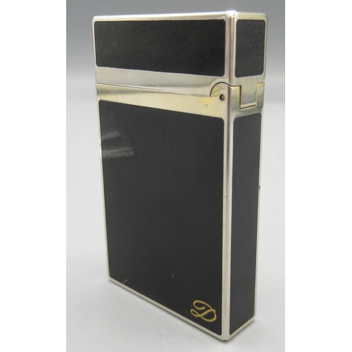 1162 - S.T. Dupont, Paris - gold plated butane cigarette lighter, black enamelled body, base signed no. 4FK... 