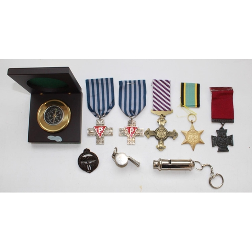 1205 - Collection of reproduction medals. Victoria Cross, Air Crew Star, Distinguished Flying Cross, Poland... 