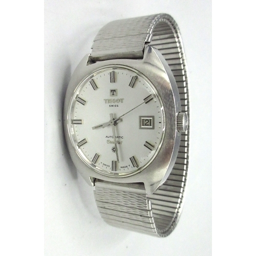 566 - Tissot Seastar stainless steel automatic wristwatch with date, signed silvered sunburst dial, applie... 