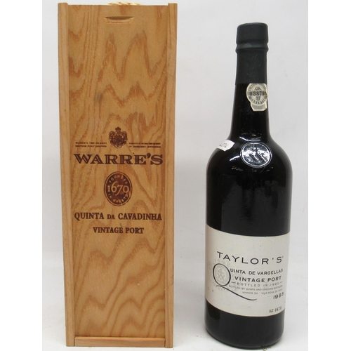 1177 - Warre's 1987 Quinta da Cavadinha Vintage Port, 75cl 20%vol in slide front wooden case and Taylor's Q... 