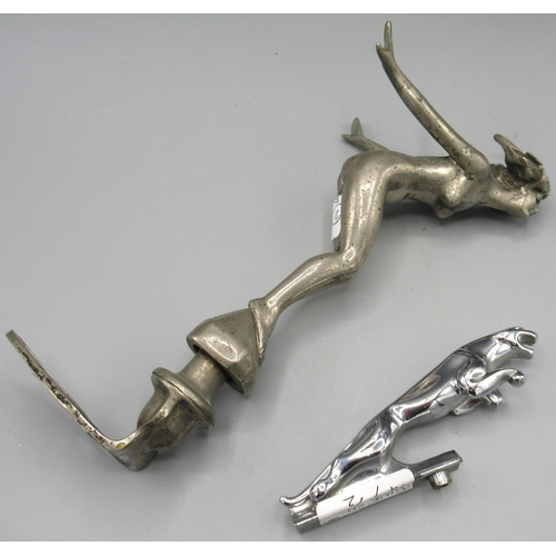 1350 - N.LC Co nickel plated car bonnet mascot, modelled as a nude female, standing with arms and hair behi... 