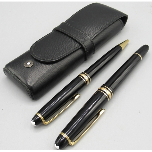 1184 - Mont Blanc Meisterstuck Pix fountain pen and ball pen set with 18ct bi-colour gold nib, in case (2)