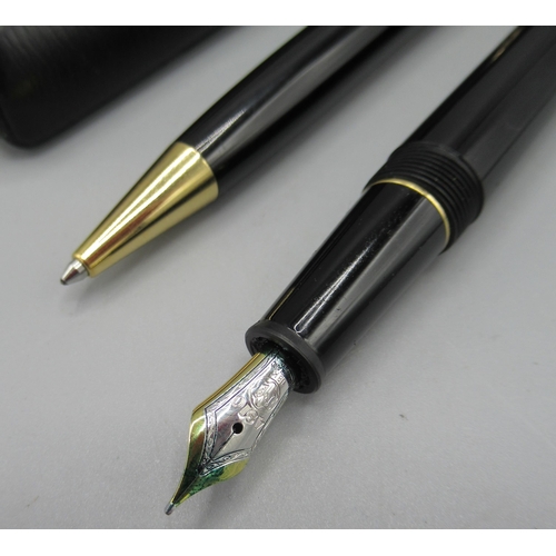 1184 - Mont Blanc Meisterstuck Pix fountain pen and ball pen set with 18ct bi-colour gold nib, in case (2)