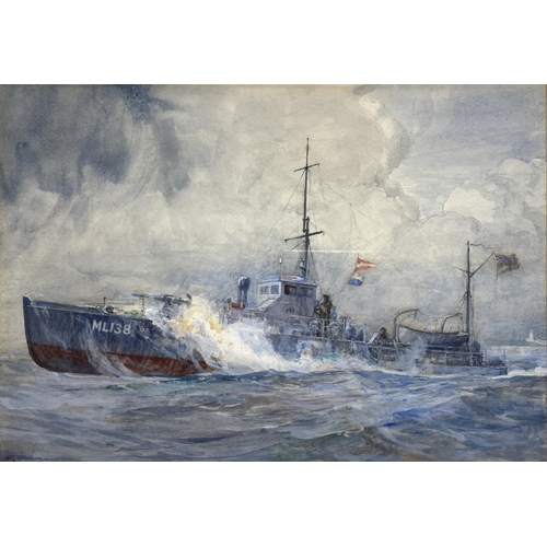 1218 - Gregory Robinson (British 1876-1976); British Motor Launch 'ML138', watercolour heightened with whit... 