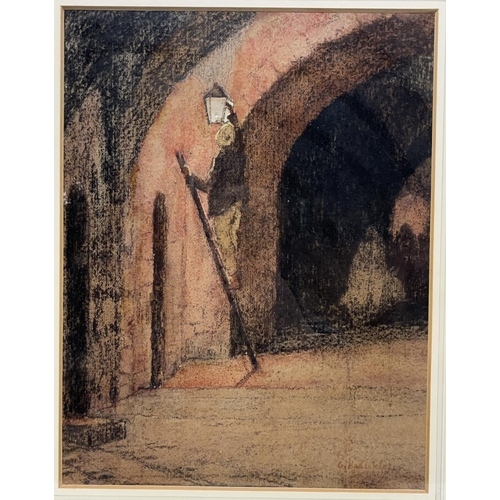 1225 - WITHDRAWN Gertrude Hadenfeldt (1885-1975); 'A Lamplighter in Old Jerusalem' watercolour, signed, wit... 