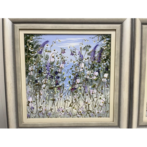 1220 - Mary Shaw (British Contemporary); Wild flower studies, pair of acrylic oils on board, signed, 30cm x... 