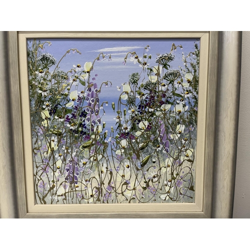 1220 - Mary Shaw (British Contemporary); Wild flower studies, pair of acrylic oils on board, signed, 30cm x... 